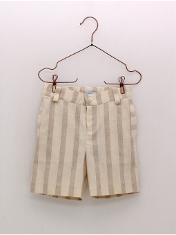 Pantalón curto raias beig