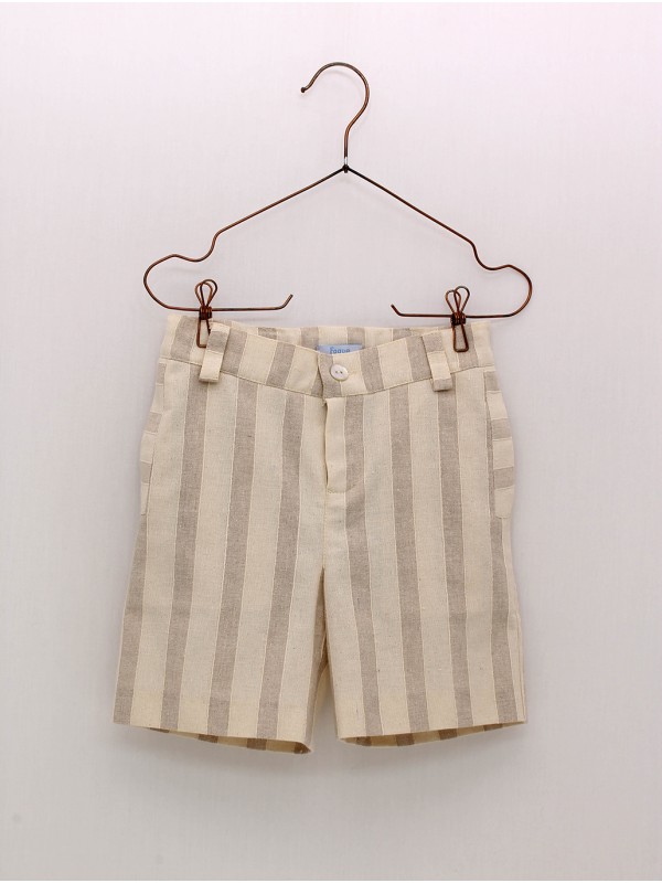Pantalón corto rayas beig