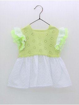 Openwork knitted and plumetis top