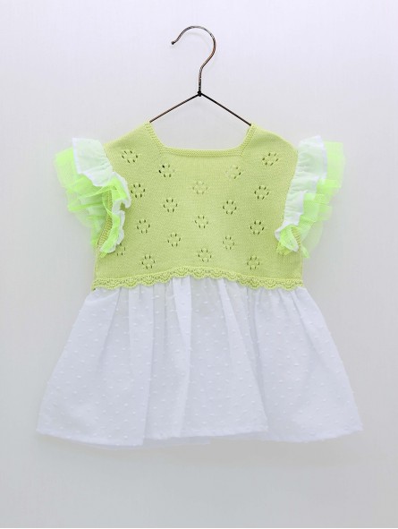 Openwork knitted and plumetis top