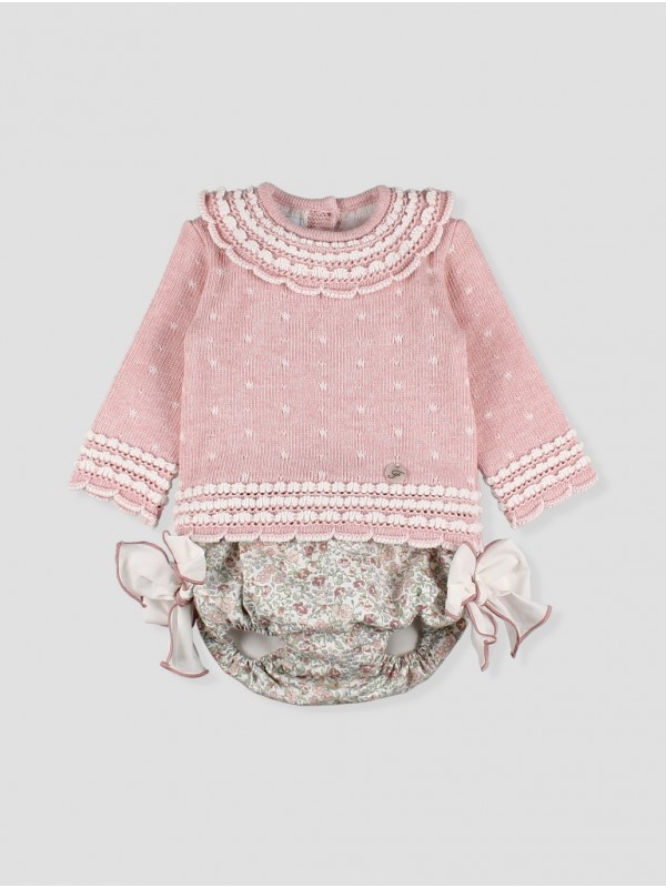 Conjunto niña punto y tela Liberty
