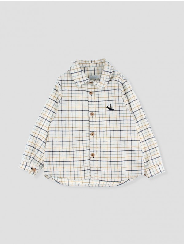 CAMISA BEBÉ NIÑO CUADROS BOTONES MADERA CC. TORM BLUE