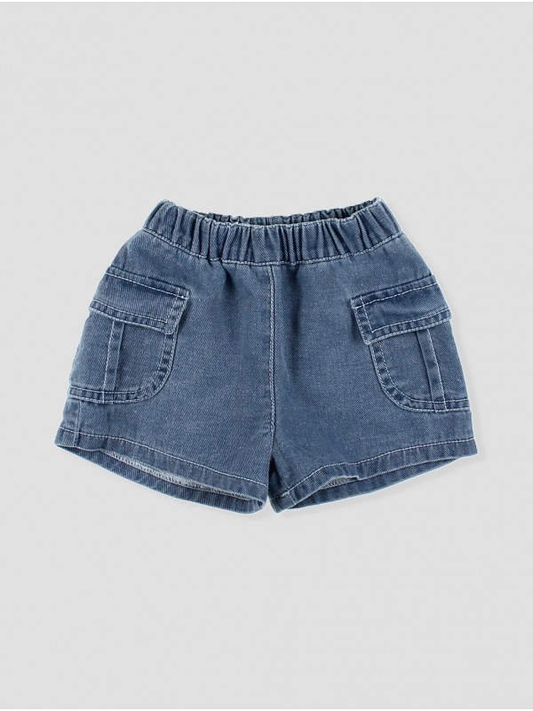 PANTALÓN CORTO JEANS CON BOLSILLOS LATERALES CC. GLOBOS