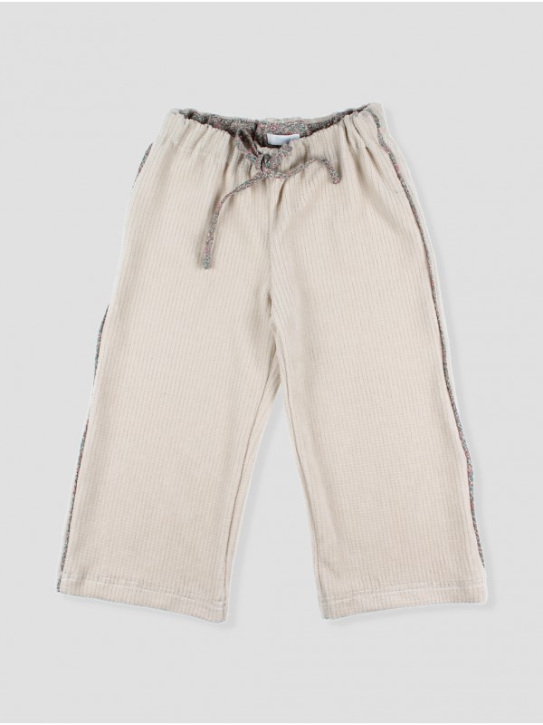 PANTALÓN CULOTTE TEJIDO SUDADERA CON VIVO EN FLORES CC. GOFRE