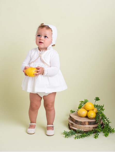 Christening collection baby girl garter stich cardigan