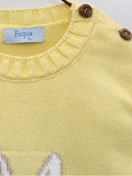 Boy jumper with round collar and bunny print
