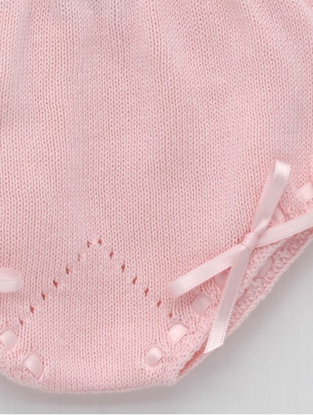 Baby boy-girl knit bloomers with bow