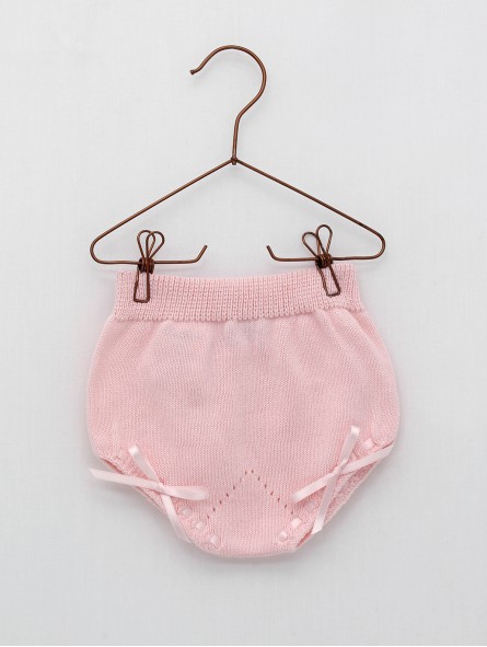Baby boy-girl knit bloomers with bow