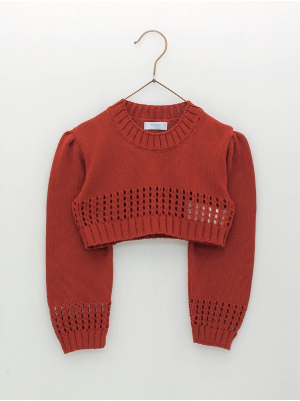 Camisola de ponto curto com manga farol