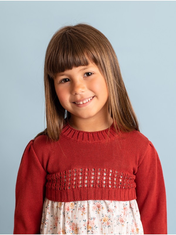 Camisola de ponto curto com manga farol