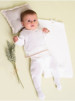 Conjunto de jubón cuello bebé y polaina