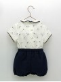 Boy set of sailboats shirt and navy blue shorts