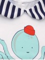 Camiseta manga corta dibujo pulpo y braguita rayas