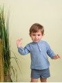 Conjunto camisa cuello mao plumetti y pantalón corto lino