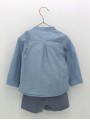 Conjunto camisa cuello mao plumetti y pantalón corto lino