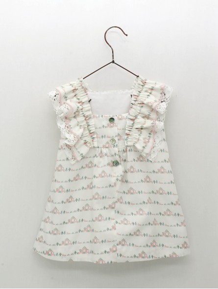 Baby girl dress with beach huts print Baby girl dress with beach huts print