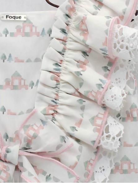 Baby girl dress with beach huts print Baby girl dress with beach huts print