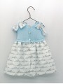 Vestido tipo faldón punto y tela en estampado casitas