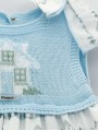 Vestido tipo faldón punto y tela en estampado casitas