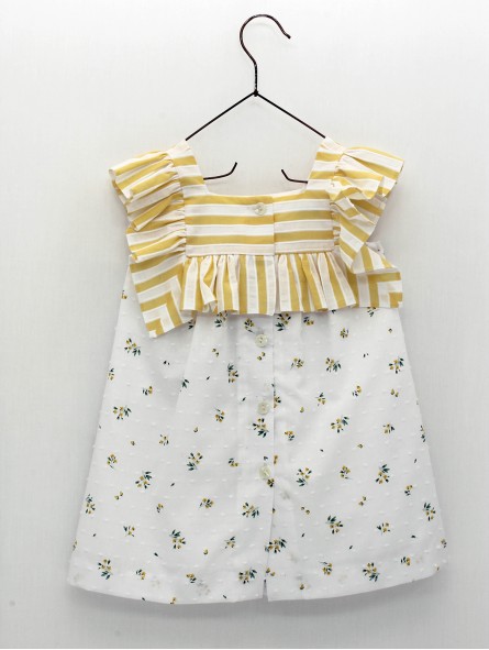 Yellow Flower collection baby girl plumeti and striped dress
