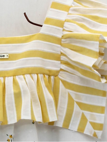 Yellow Flower collection baby girl plumeti and striped dress