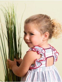 Vestido bambula multirayas efecto puntadas y espalda abierta