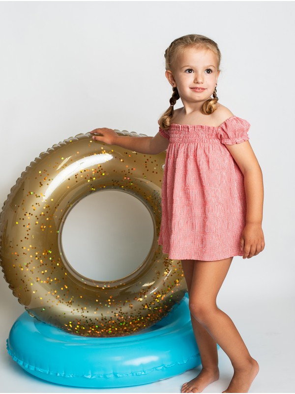Vestido borrachas em microcuadro vichy