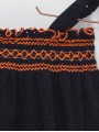Vestido tirantes en punto circular calado con gomas a contraste
