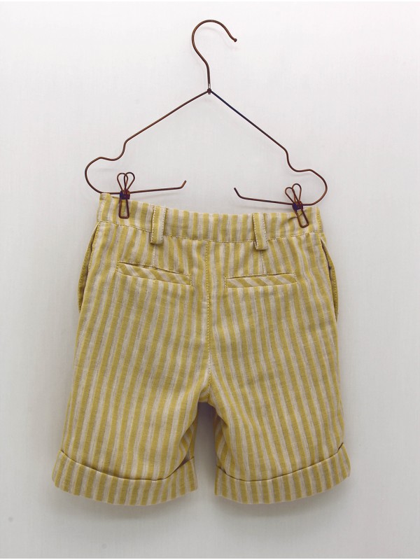Pantalón bermuda con vuelta en bajos tejido rayas