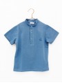 Mandarin collar piqué boy polo shirt