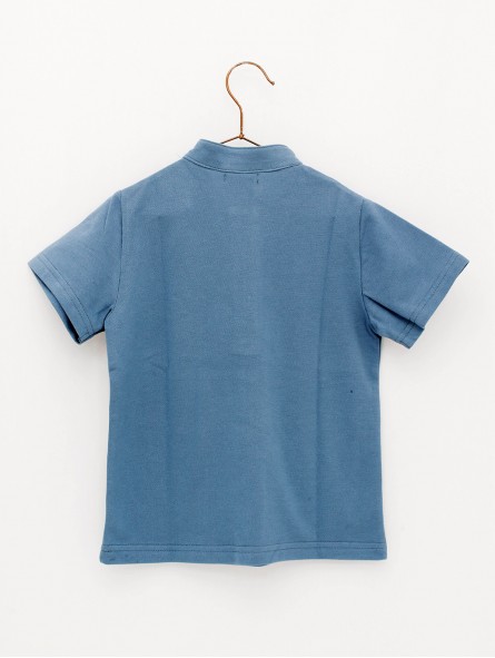 Mandarin collar piquÃ© boy polo shirt