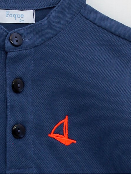 Polo piqué cuello mao