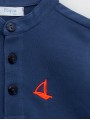 Mandarin collar piqué boy polo shirt