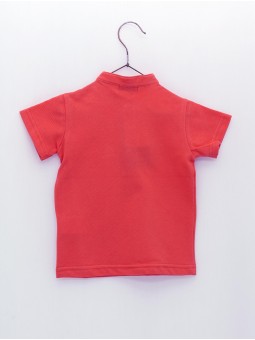 Mandarin collar piquÃ© boy polo shirt