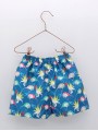 Bañador niño tejido secante estampado loros y cordon fluor a contraste