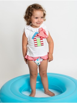 Cuequinha banho estampado casetas com colante em vichy