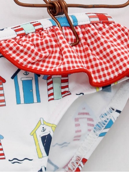 Braguita baÃ±o estampado casetas con colante en vichy