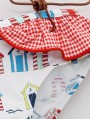 Braguita baño estampado casetas con colante en vichy