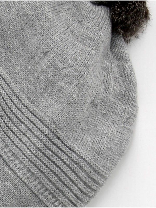 Gorro bufanda con pompón pelo natural