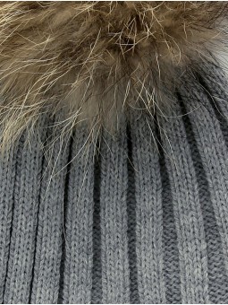 Gorro pompón pelo natural