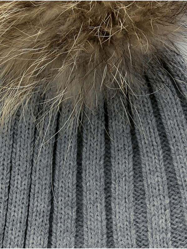 Gorro pompón pelo natural