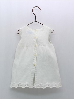 Knitted dress with embroidery and lace