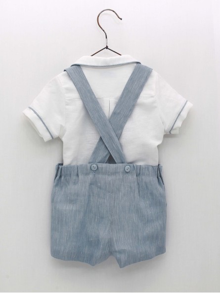 Plain false shirt and pants with suspenders