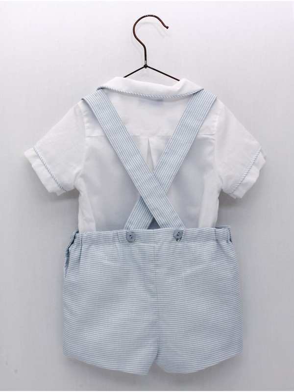 Conjunto blusa y pantalón tirantes de rayas