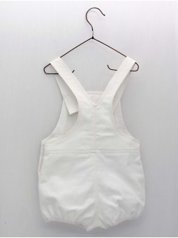 White canvas dungarees with straps