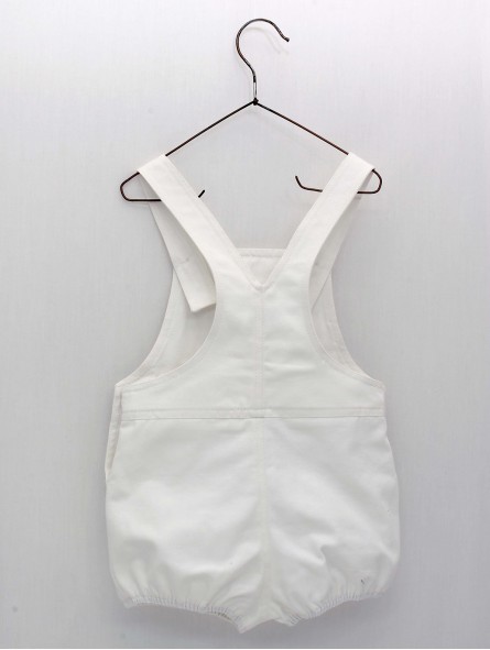 White canvas dungarees with straps