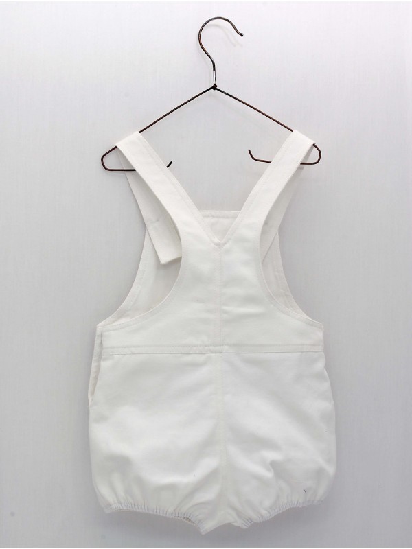White canvas dungarees with straps