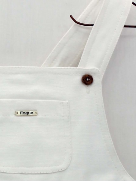 White canvas dungarees with straps