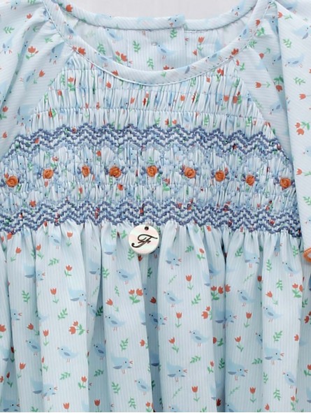 Vestido Nido de Abeja Pajaritos