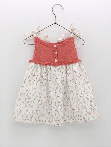 V-neck knitted dress with flowers